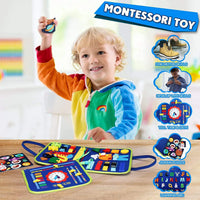 HKM-195411 Educational Custom Fabric Montessori Busy Board for Toddlers and Preschoolers, Felt Sensory Toy