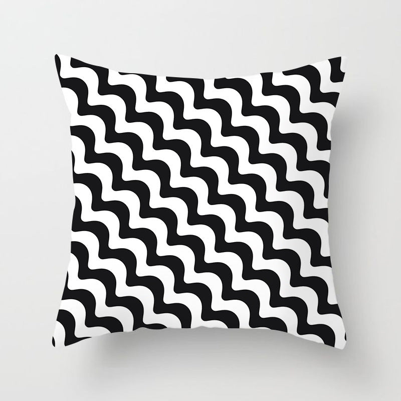 HKM-195475 Modern Geometric Abstract Sofa Pillow Cover - Peach Skin, 45x45cm