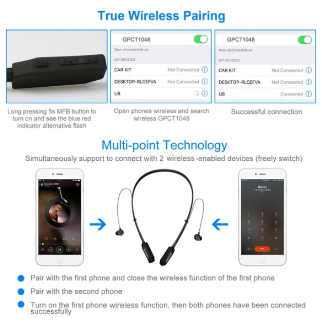 HKM-195603 Sweatproof Wireless Neckband Earphones for Sports & Active Lifestyle
