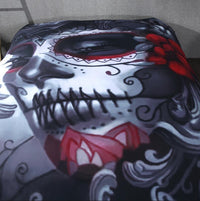 HKM-195731 Halloween Floral Skull Bedding Set - Queen & King Sizes, Cotton Blend Duvet Cover and Bed Sheet