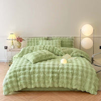 HKM-195731 Milk Fiber Thermal Coral Fleece 4-Piece Bedding Set for Various Bed Sizes