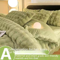 HKM-195731 Milk Fiber Thermal Coral Fleece 4-Piece Bedding Set for Various Bed Sizes