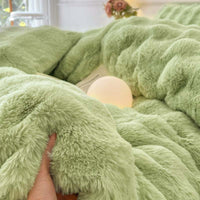 HKM-195731 Milk Fiber Thermal Coral Fleece 4-Piece Bedding Set for Various Bed Sizes