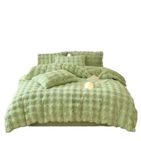 HKM-195731 Milk Fiber Thermal Coral Fleece 4-Piece Bedding Set for Various Bed Sizes