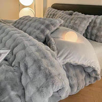 HKM-195731 Milk Fiber Thermal Coral Fleece 4-Piece Bedding Set for Various Bed Sizes