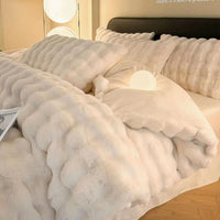 HKM-195731 Milk Fiber Thermal Coral Fleece 4-Piece Bedding Set for Various Bed Sizes