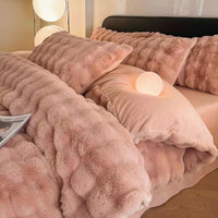 HKM-195731 Milk Fiber Thermal Coral Fleece 4-Piece Bedding Set for Various Bed Sizes