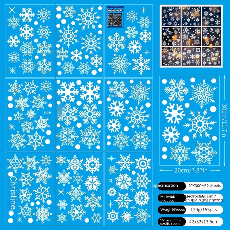 HKM-195859 Christmas Static Window Stickers - Festive Snowflakes, Santa Claus, and Holiday Designs for Window Decoration