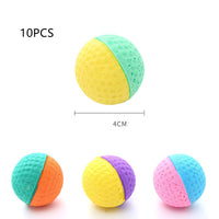 HKM-195859 Pet Cat Toy Ball Latex Color Foam Band Feather Interaction