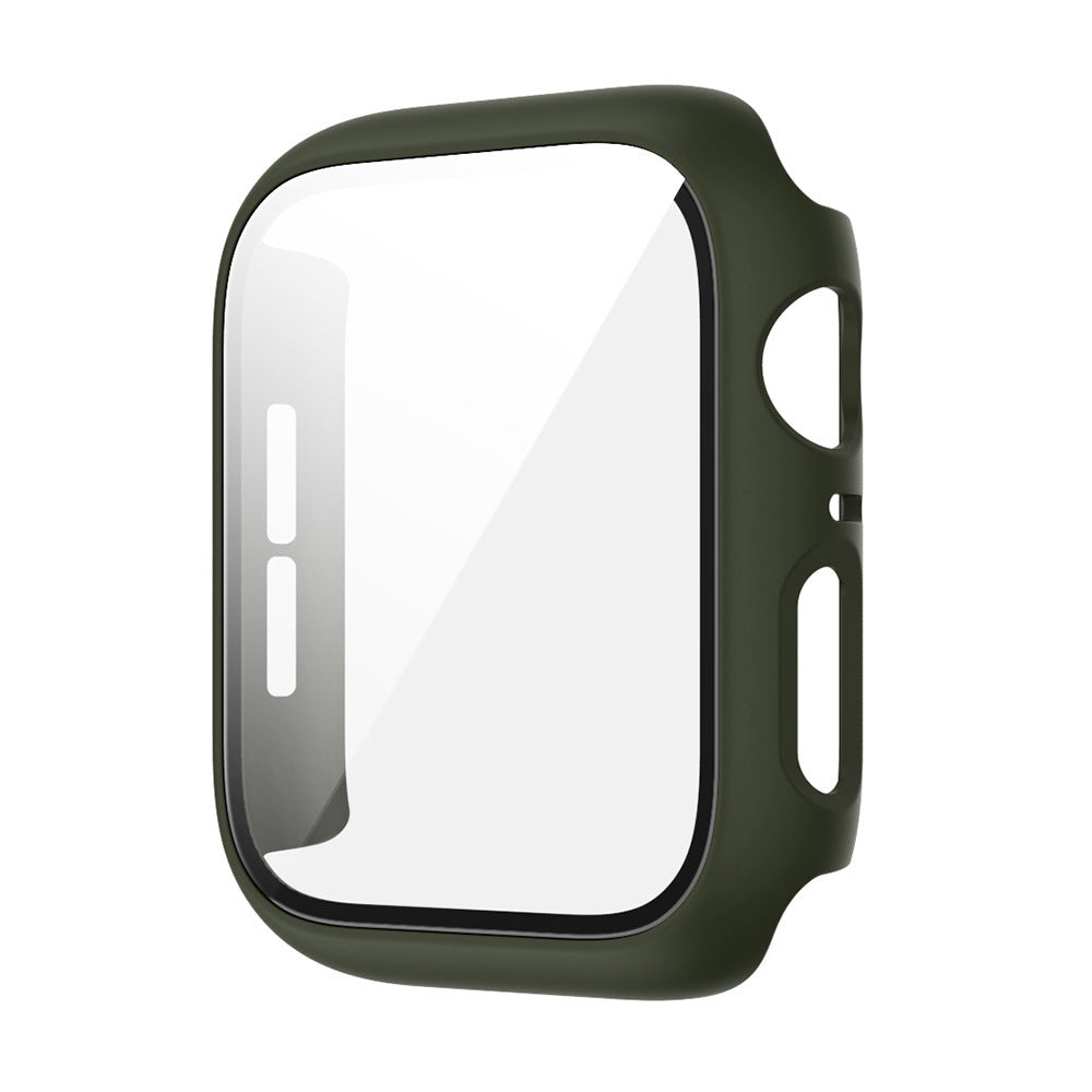 HKM-195923 Integrated Case with Frosted Tempered Glass for Apple Watch 4/5/6/SE - Multiple Color Options Available