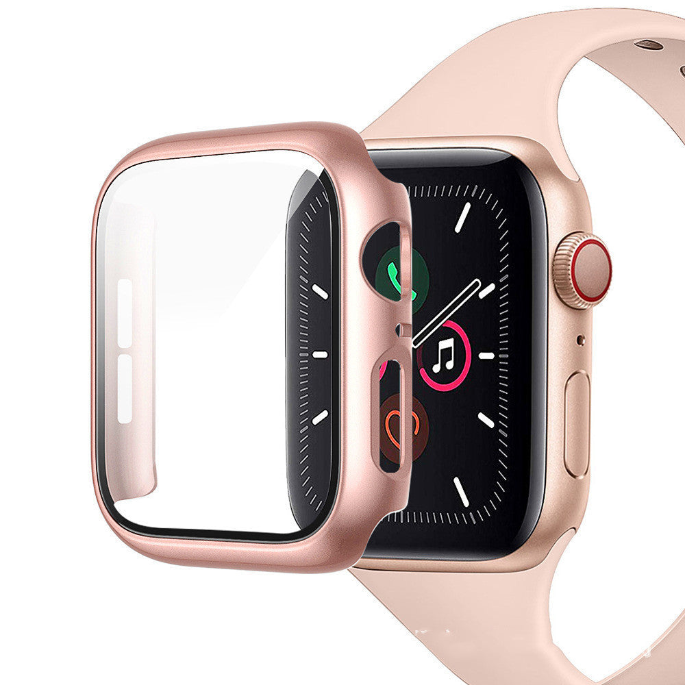 HKM-195923 Integrated Case with Frosted Tempered Glass for Apple Watch 4/5/6/SE - Multiple Color Options Available