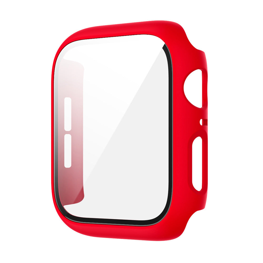 HKM-195923 Integrated Case with Frosted Tempered Glass for Apple Watch 4/5/6/SE - Multiple Color Options Available