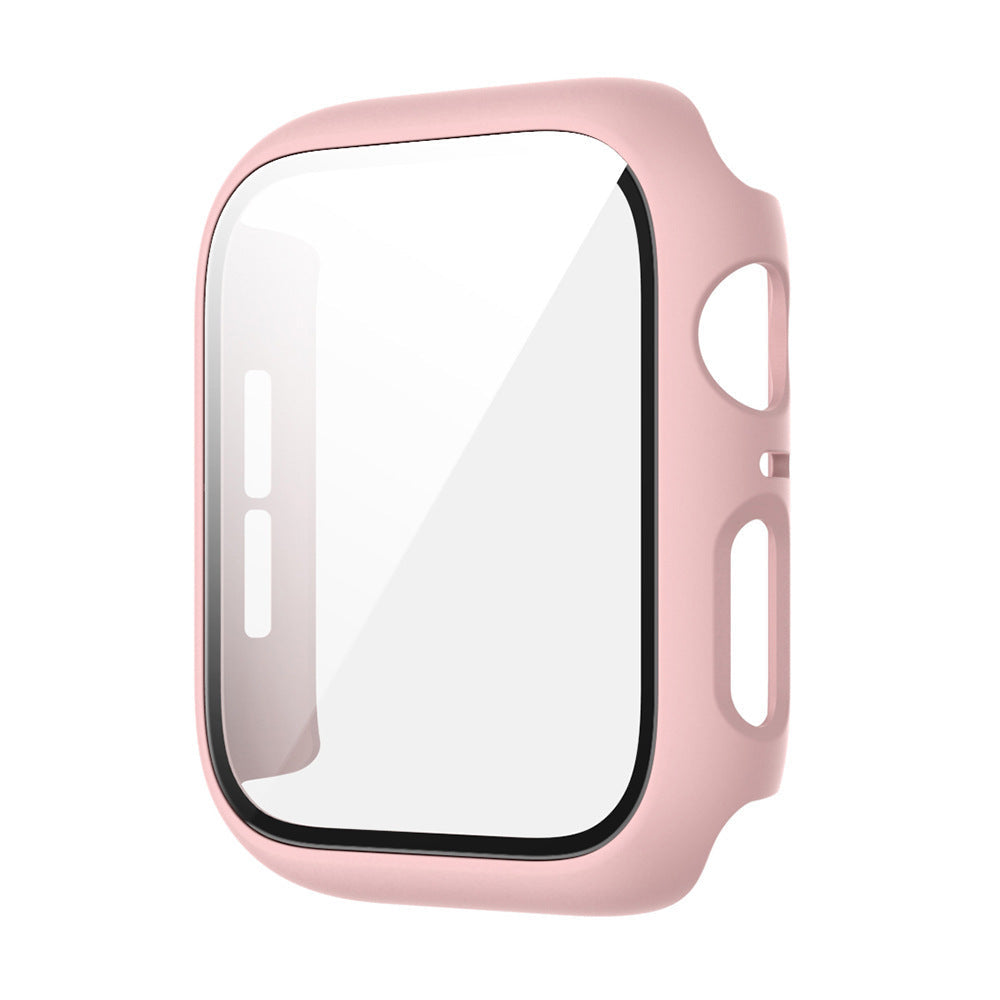 HKM-195923 Integrated Case with Frosted Tempered Glass for Apple Watch 4/5/6/SE - Multiple Color Options Available