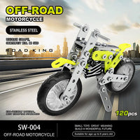 HKM-195987 3D Stainless Steel Motorcycle Model Puzzle Toy for Kids - DIY Educational Building Blocks Set