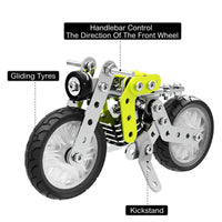 HKM-195987 3D Stainless Steel Motorcycle Model Puzzle Toy for Kids - DIY Educational Building Blocks Set