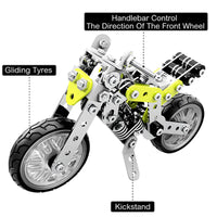 HKM-195987 3D Stainless Steel Motorcycle Model Puzzle Toy for Kids - DIY Educational Building Blocks Set
