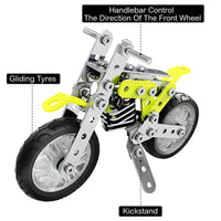 HKM-195987 3D Stainless Steel Motorcycle Model Puzzle Toy for Kids - DIY Educational Building Blocks Set