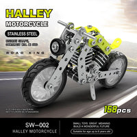 HKM-195987 3D Stainless Steel Motorcycle Model Puzzle Toy for Kids - DIY Educational Building Blocks Set
