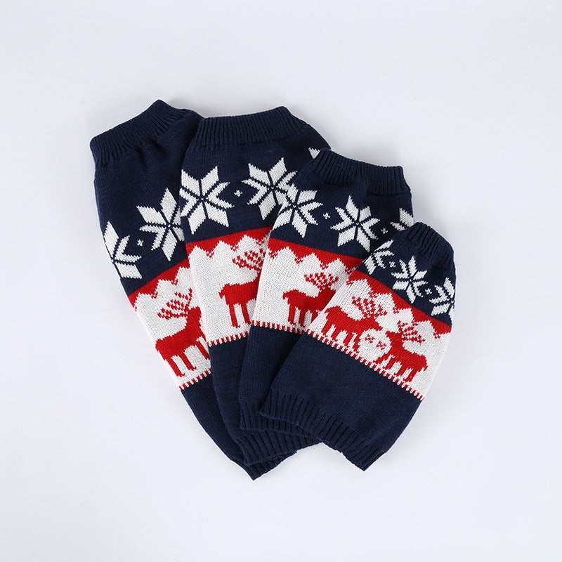 HKM-195987 Holiday-Ready Personalized Knitted Dog Sweater in Navy Blue, Available in Multiple Sizes