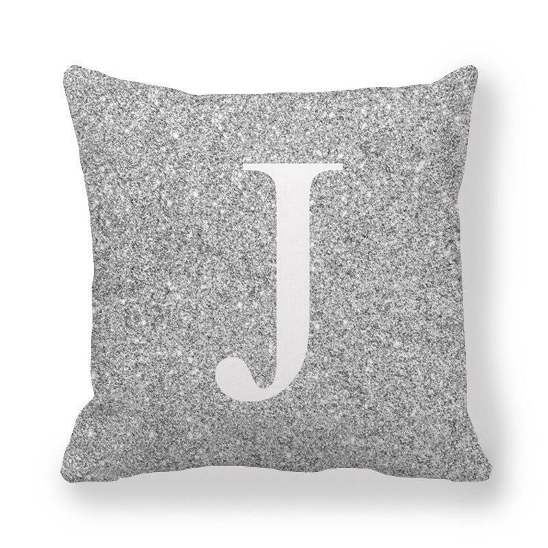 HKM-196371 Gray Shading 26 English Letters Peach Skin Fabric Pillow Cover 45x45cm