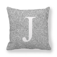 HKM-196371 Gray Shading 26 English Letters Peach Skin Fabric Pillow Cover 45x45cm