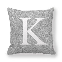 HKM-196371 Gray Shading 26 English Letters Peach Skin Fabric Pillow Cover 45x45cm