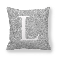 HKM-196371 Gray Shading 26 English Letters Peach Skin Fabric Pillow Cover 45x45cm