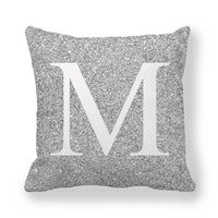 HKM-196371 Gray Shading 26 English Letters Peach Skin Fabric Pillow Cover 45x45cm