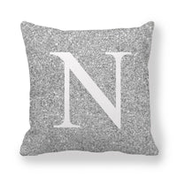 HKM-196371 Gray Shading 26 English Letters Peach Skin Fabric Pillow Cover 45x45cm