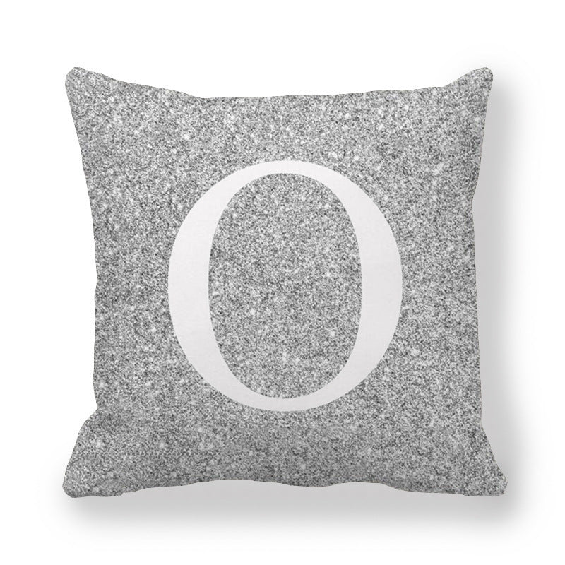 HKM-196371 Gray Shading 26 English Letters Peach Skin Fabric Pillow Cover 45x45cm