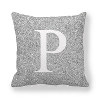 HKM-196371 Gray Shading 26 English Letters Peach Skin Fabric Pillow Cover 45x45cm