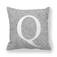 HKM-196371 Gray Shading 26 English Letters Peach Skin Fabric Pillow Cover 45x45cm