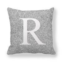 HKM-196371 Gray Shading 26 English Letters Peach Skin Fabric Pillow Cover 45x45cm