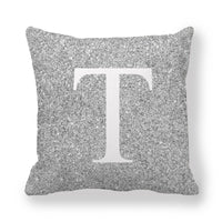 HKM-196371 Gray Shading 26 English Letters Peach Skin Fabric Pillow Cover 45x45cm