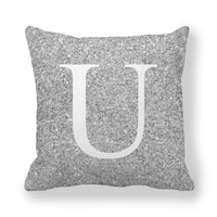 HKM-196371 Gray Shading 26 English Letters Peach Skin Fabric Pillow Cover 45x45cm