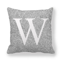 HKM-196371 Gray Shading 26 English Letters Peach Skin Fabric Pillow Cover 45x45cm