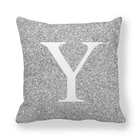 HKM-196371 Gray Shading 26 English Letters Peach Skin Fabric Pillow Cover 45x45cm