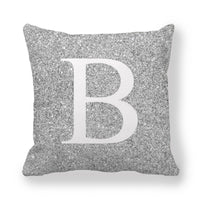 HKM-196371 Gray Shading 26 English Letters Peach Skin Fabric Pillow Cover 45x45cm