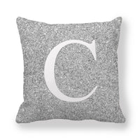 HKM-196371 Gray Shading 26 English Letters Peach Skin Fabric Pillow Cover 45x45cm