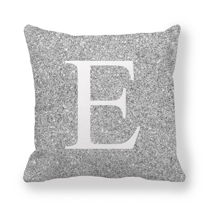 HKM-196371 Gray Shading 26 English Letters Peach Skin Fabric Pillow Cover 45x45cm