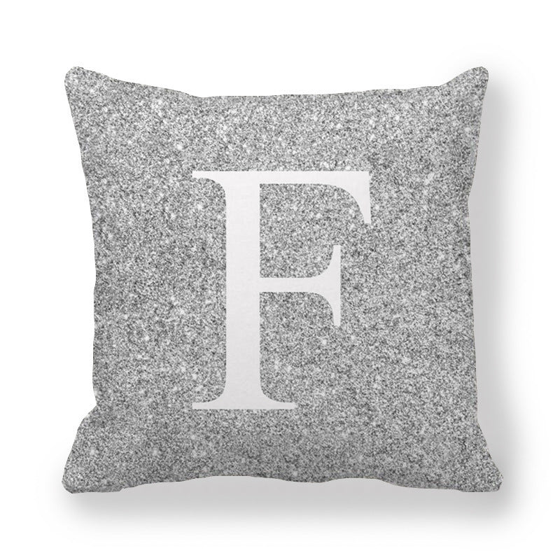 HKM-196371 Gray Shading 26 English Letters Peach Skin Fabric Pillow Cover 45x45cm