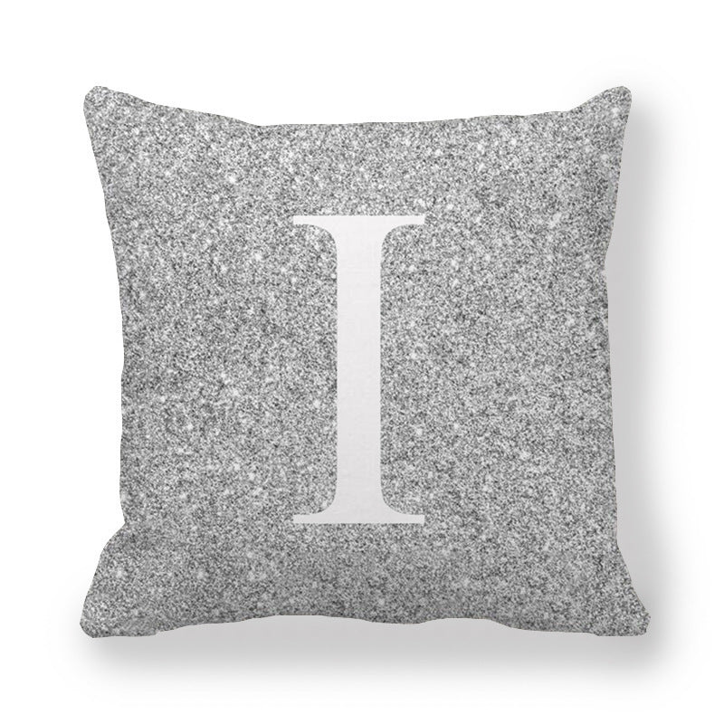 HKM-196371 Gray Shading 26 English Letters Peach Skin Fabric Pillow Cover 45x45cm