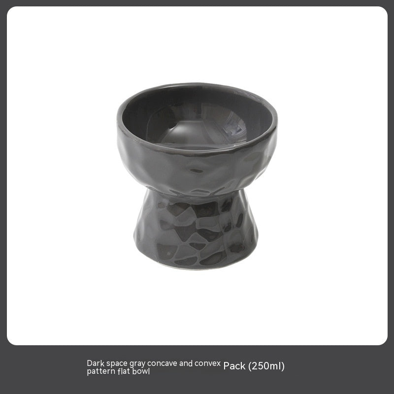 HKM-196435 Ceramic High Leg Oblique Bowl in Multiple Colors for Cats