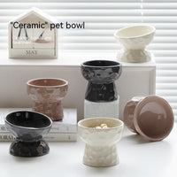 HKM-196435 Ceramic High Leg Oblique Bowl in Multiple Colors for Cats