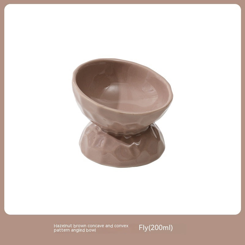 HKM-196435 Ceramic High Leg Oblique Bowl in Multiple Colors for Cats