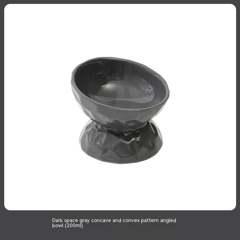 HKM-196435 Ceramic High Leg Oblique Bowl in Multiple Colors for Cats