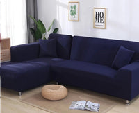 HKM-196627 Stretch Sofa Cover for Sectional Sofas, Modern Plain Design, Multiple Sizes Available with Pillowcases