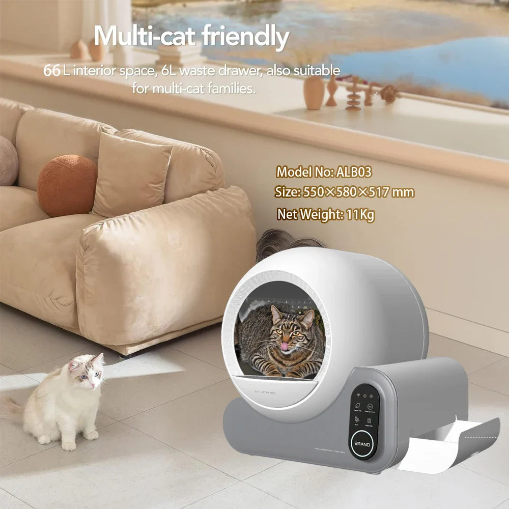 KTX-196691 Automatic Self-Cleaning 70L Smart Cat Litter Box with Odor Control and App Connectivity