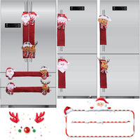 HKM-196691 Christmas Refrigerator Handle Covers Set - 8 Pieces of Flannelette Santa Gloves, Easy to Install and Remove, 38x13 cm