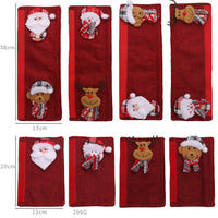 HKM-196691 Christmas Refrigerator Handle Covers Set - 8 Pieces of Flannelette Santa Gloves, Easy to Install and Remove, 38x13 cm